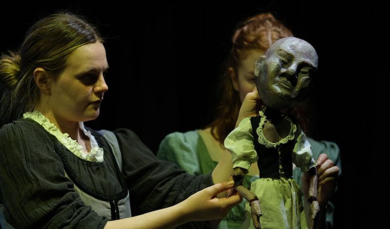 Abigail McDonald Carys Turner – with puppet – in Prick. Pic Iain Davie