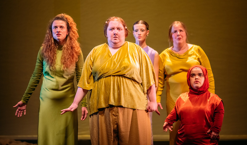 Irina Vartopeanu, Emma McCaffrey, Laura Fisher, Sally Clay and Rana Bader in Disciples by Stellar Quines. Image credit Mihaela Bodlovic.j