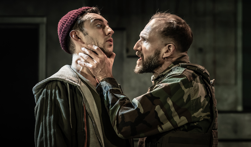 MACBETH. Jake Neads and Ralph Fiennes. Photo Marc Brenner